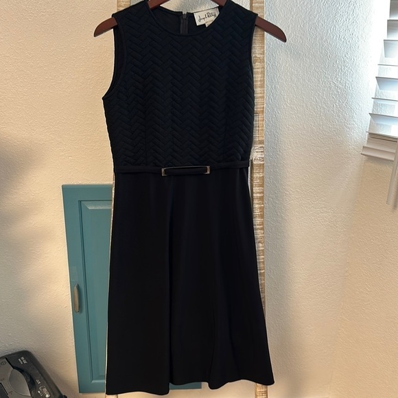 Joseph Ribkoff black midi dress size 4 empire waist quilted top - Picture 2 of 15